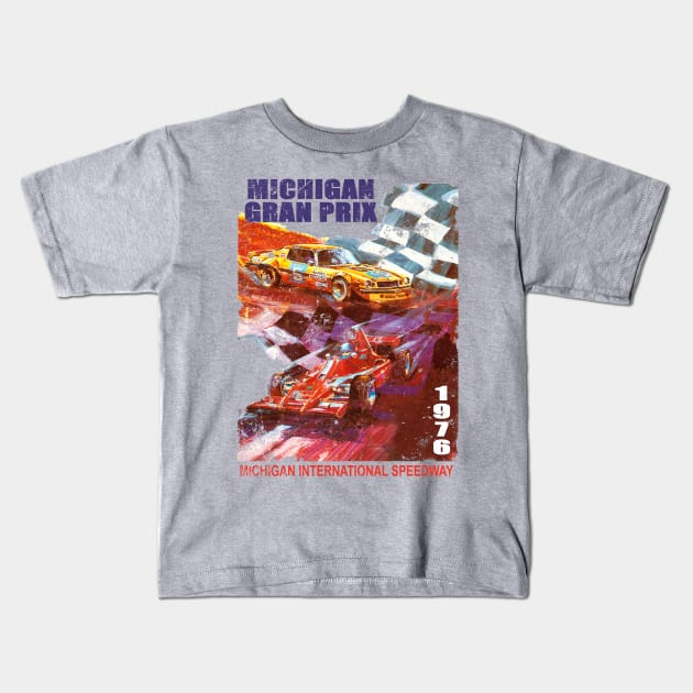 Michigan Gran Prix Kids T-Shirt by retrorockit